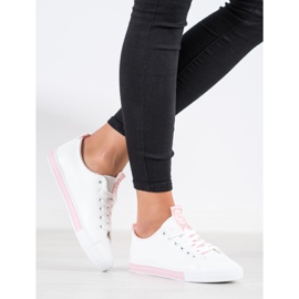 SHELOVET Eco -nahka lenkkarit valkoinen vaaleanpunainen 1