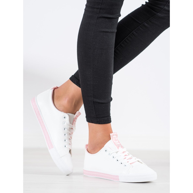 SHELOVET Eco -nahka lenkkarit valkoinen vaaleanpunainen 1