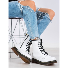 Nahkaiset taistelukengät MCKEY -vetoketjulla valkoinen musta 1