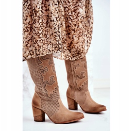 Exquisite Naisten nilkkurit korkealla korolla Beige nahka Rosemary 2