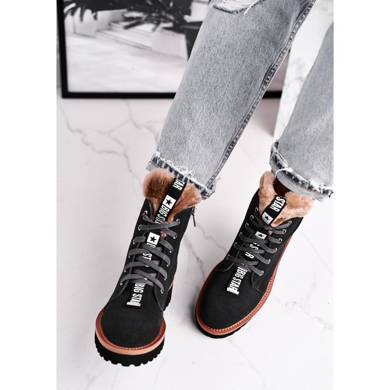 Naisten saappaat Suede Big Star Grey GG274903 musta 1