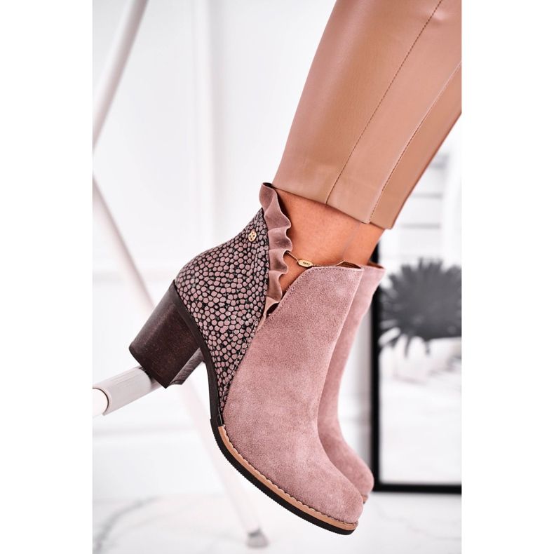 Naisten saappaat kantapäässä, nahkajousi Maciejka Beige 04833-04 1