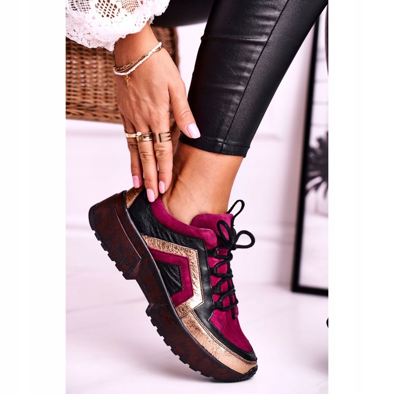 Naisten Brogues Lenkkarit Maciejka Nahka Burgundy 04731-23 punainen monivärinen 1