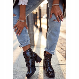 S.Barski Naisten saappaat kantapäällä lakatut mustat tekevät sen paremmin 2