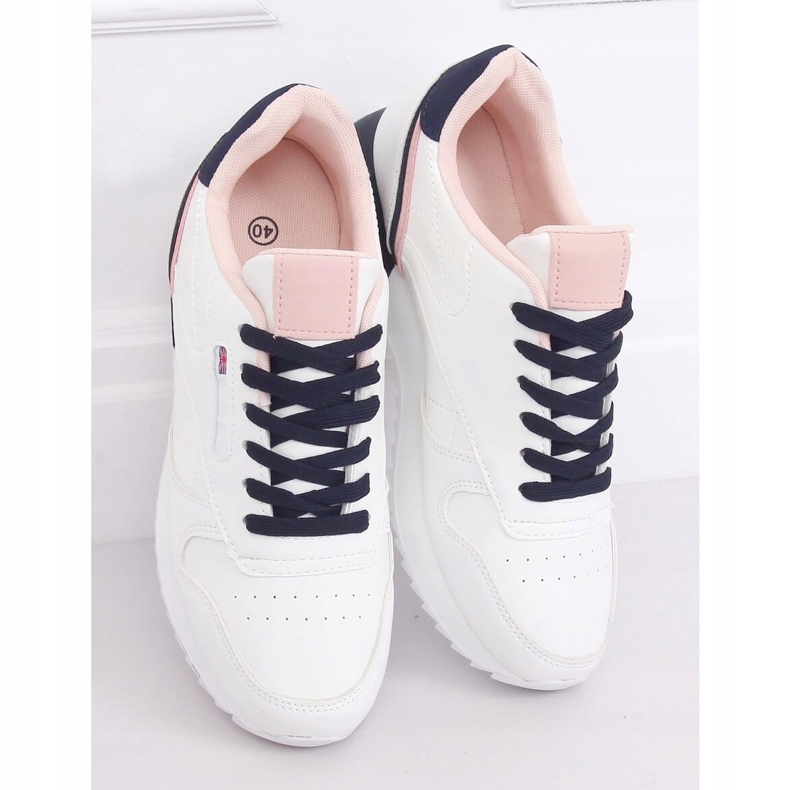 Valkoiset naisten urheilukengät BK938 WHITE / BLUE valkoinen tummansininen 2