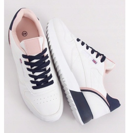 Valkoiset naisten urheilukengät BK938 WHITE / BLUE valkoinen laivastonsininen 1