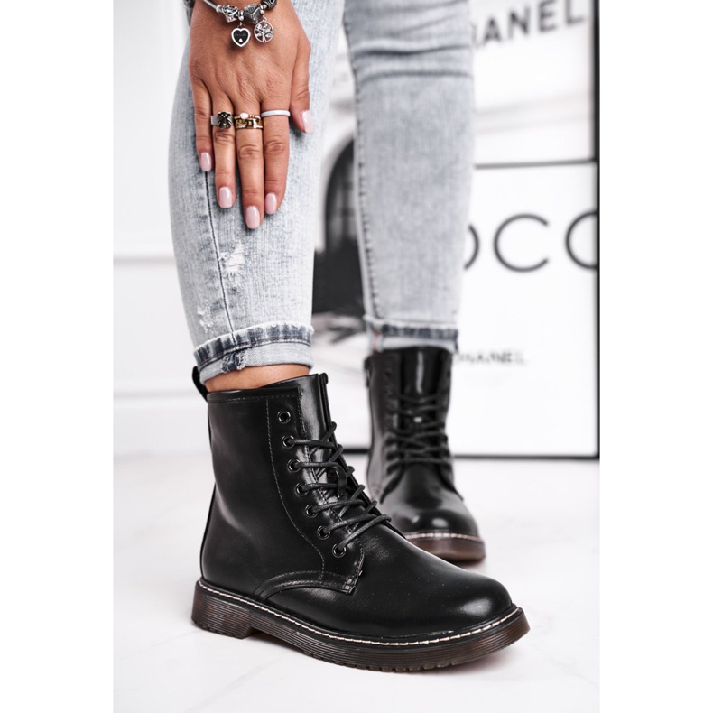 EVE Marita Black Boots Naisten trappers Glany musta 2