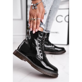 EVE Naisten Saappaat Lakatut Trappers Saappaat Musta Marita 2