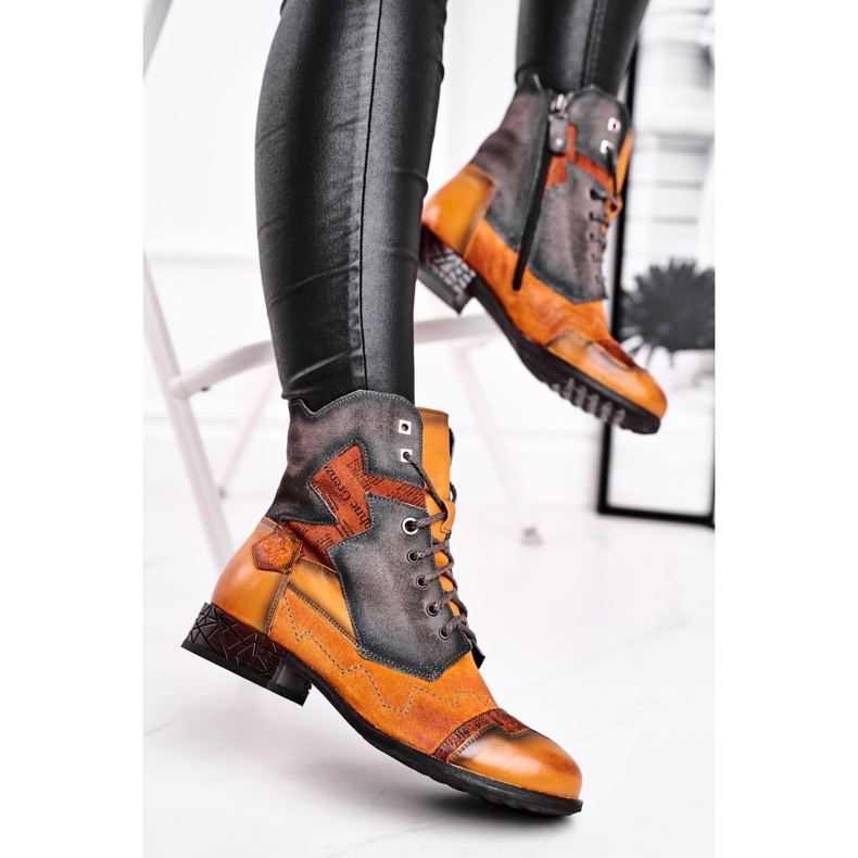 Naisten saappaat Nahkaiset lämpimät saappaat Maciejka keltainen 04625-07 ruskea 1