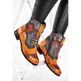 Naisten saappaat Nahkaiset lämpimät saappaat Maciejka keltainen 04625-07 ruskea 2