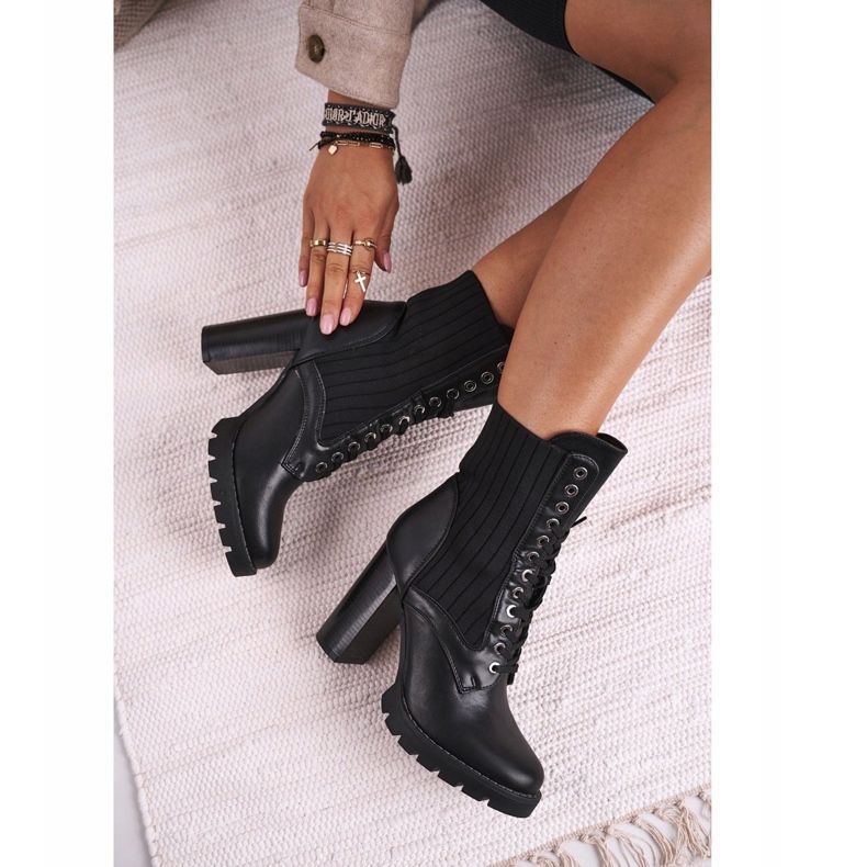 FE1 Naisten saappaat korkokenkällä musta Erdogan 2