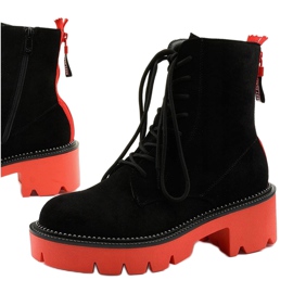 Mustat mokkanahkaiset keskipakoketjulliset nilkkurit oranssi 1