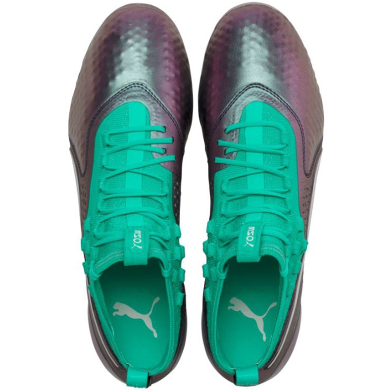 Puma One 1 Il Lth Fg Ag jalkapallokengät harmaa-vihreä 104925 01 punainen 1