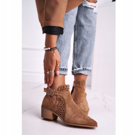 FB1 Naisten saappaat korkokengät mokkanahka solki Camel Esen ruskea 1