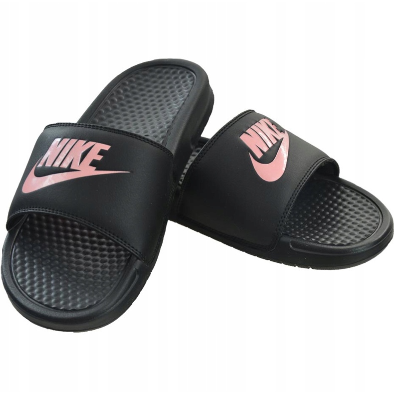 Nike Benassi Just Do It 343881007 Naisten Slide musta vaaleanpunainen 1