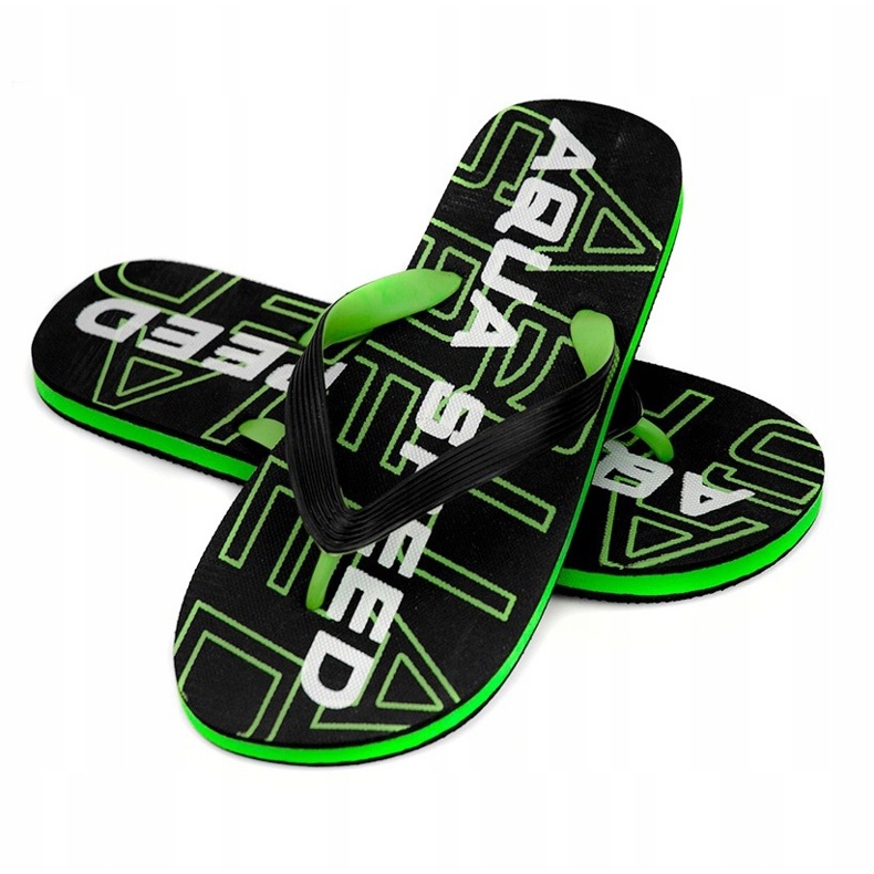 Aqua-Speed ​​Rhodes mustat ja vihreät miesten tohvelit, nro 38 1