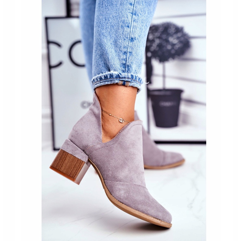 MSMG Naisten saappaat korkealla kantapäällä leikkaavat harmaat mini -meliorit 3