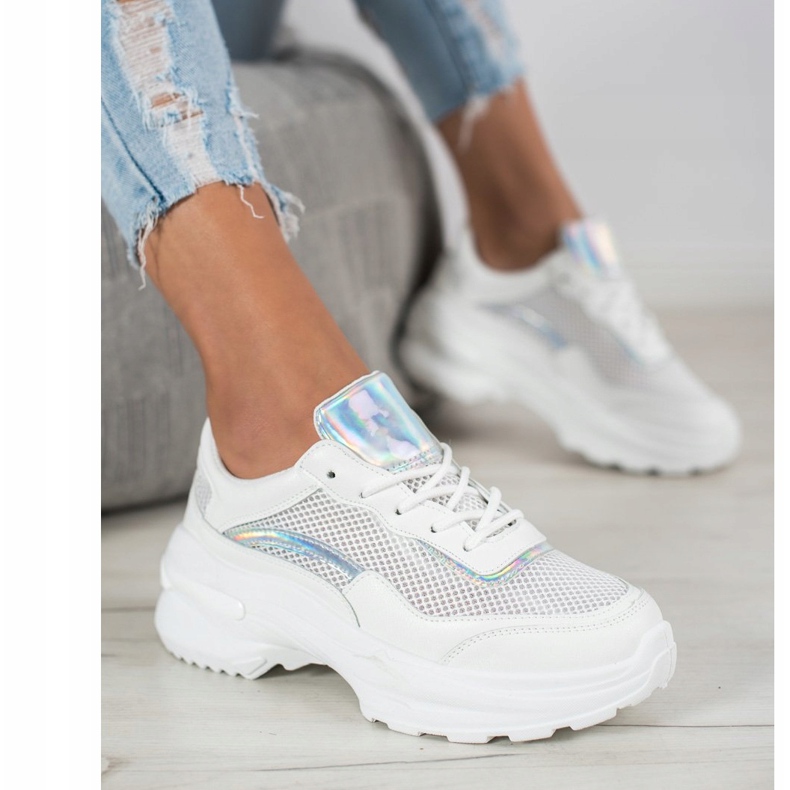 SHELOVET Muodikkaat valkoiset lenkkarit valkoinen hopea 1