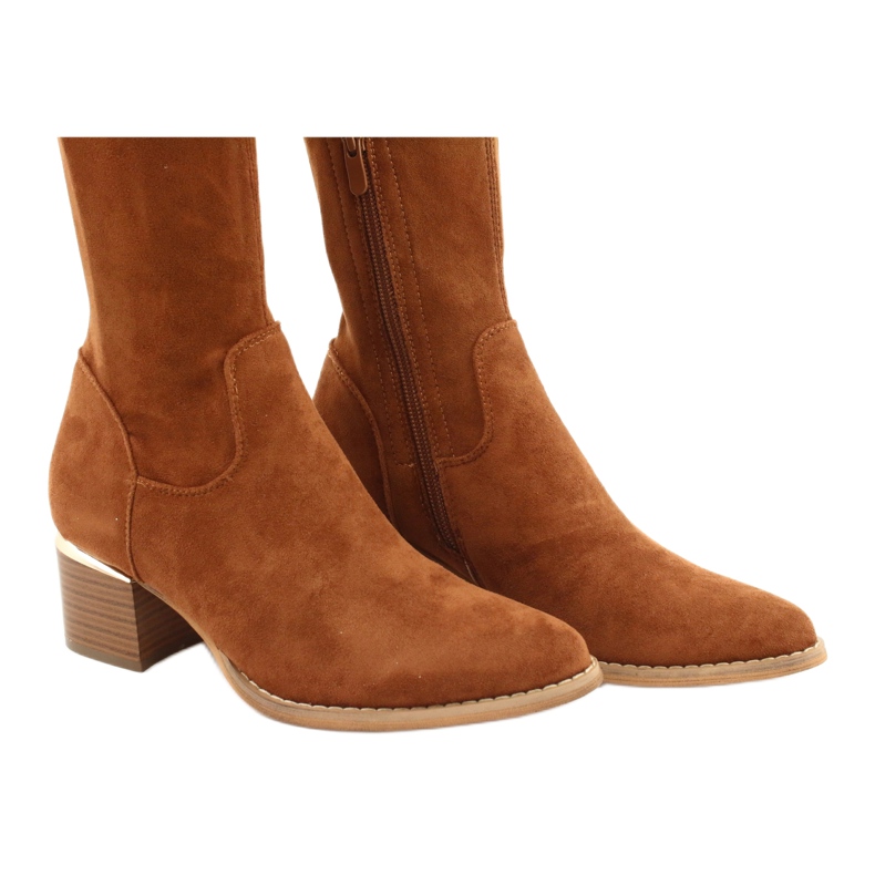 Pitkät saappaat lycra mokkanahka Evento 20KZ35-3330 Camel ruskea keltainen 4