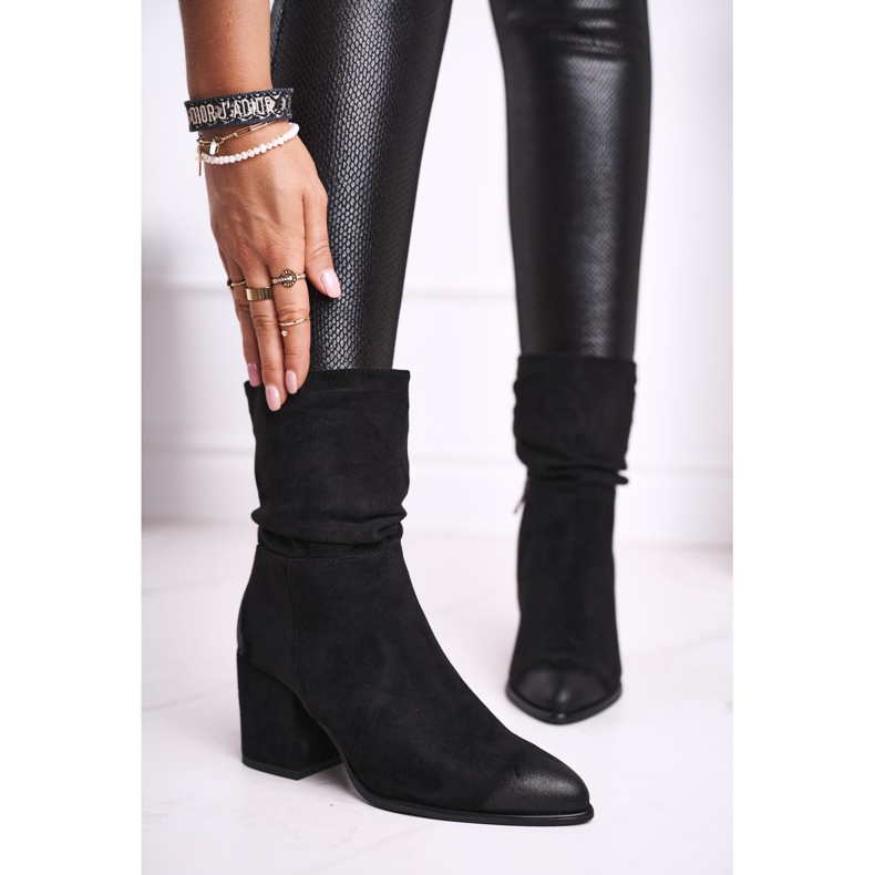 Vinceza Naisten saappaat kantapäässä Eco-Suede musta ylöspäin 1