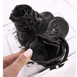 FRROCK Lasten saappaat lämmitetty turkiksella, lakattu musta Valentina 1