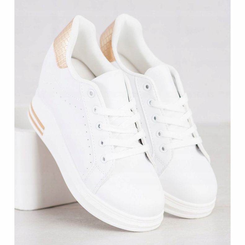 SHELOVET Urheilukengät kiilalla valkoinen kultainen 2