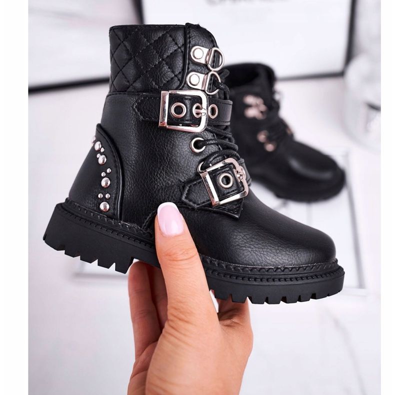 FRROCK Lasten saappaat lämmitetty turkis musta Dolly kultainen 1