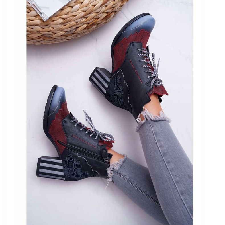 Naisten Maciejka -nahkasaappaat, musta 03190 monivärinen 3