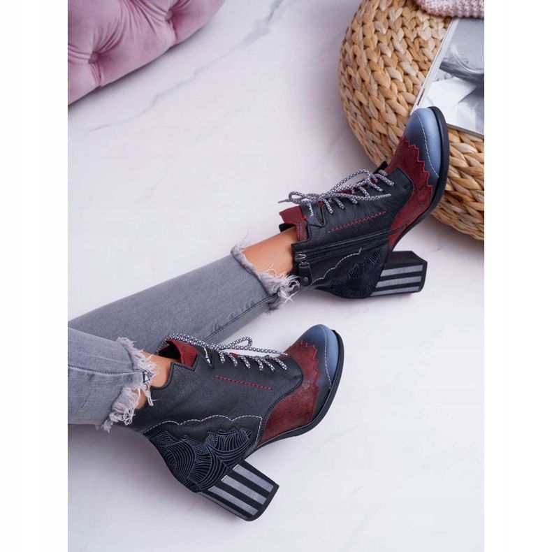 Naisten Maciejka -nahkasaappaat, musta 03190 monivärinen 4