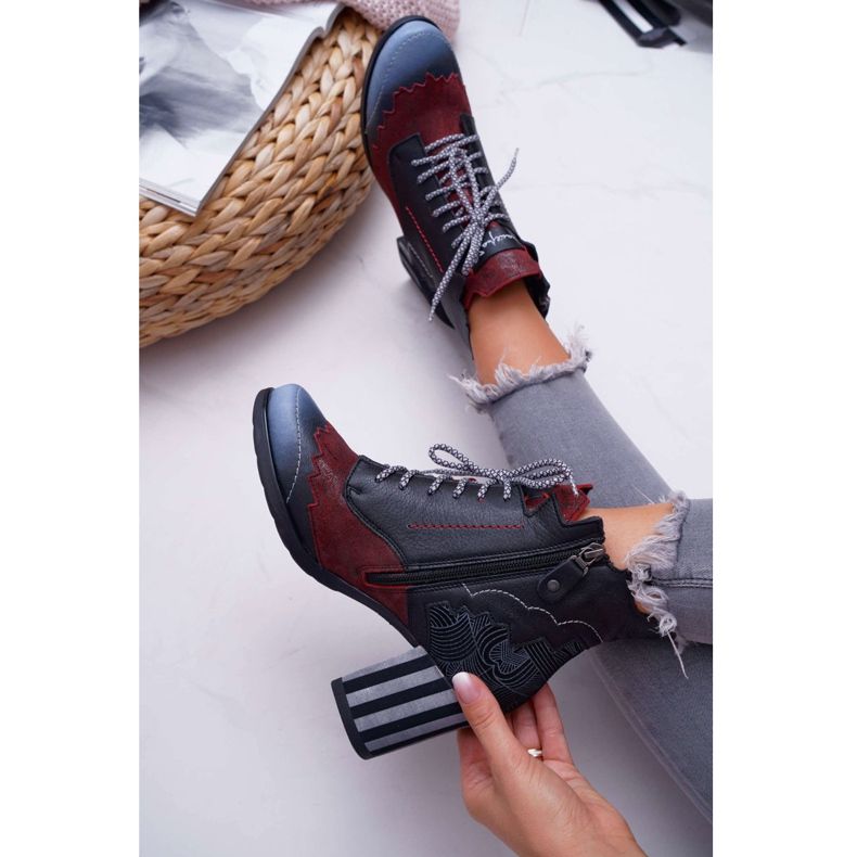 Naisten Maciejka -nahkasaappaat, musta 03190 monivärinen 5