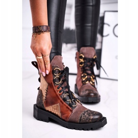 Naisten saappaat Nahka Maciejka Punainen 04184-29 / 00-3 ruskea monivärinen 2