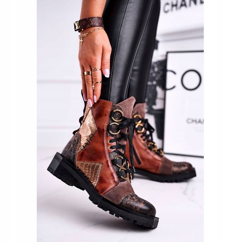 Naisten saappaat Nahka Maciejka Punainen 04184-29 / 00-3 ruskea monivärinen 1