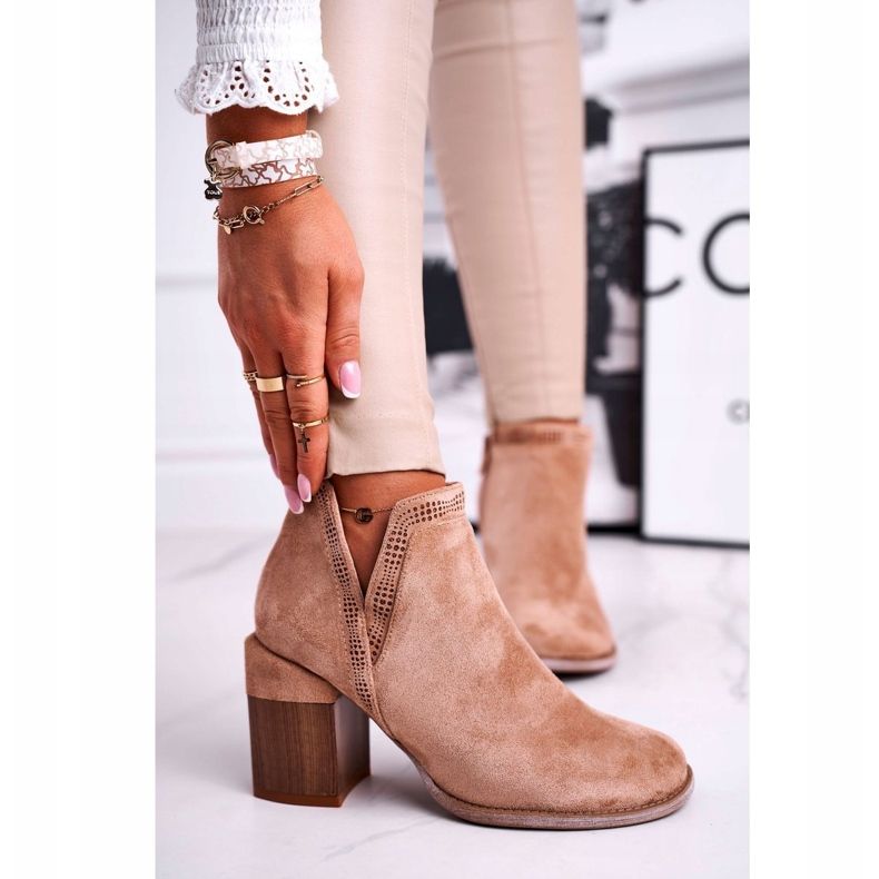 MSMG Naisten saappaat kantapäässä leikattu Khaki Meliori Dream 2