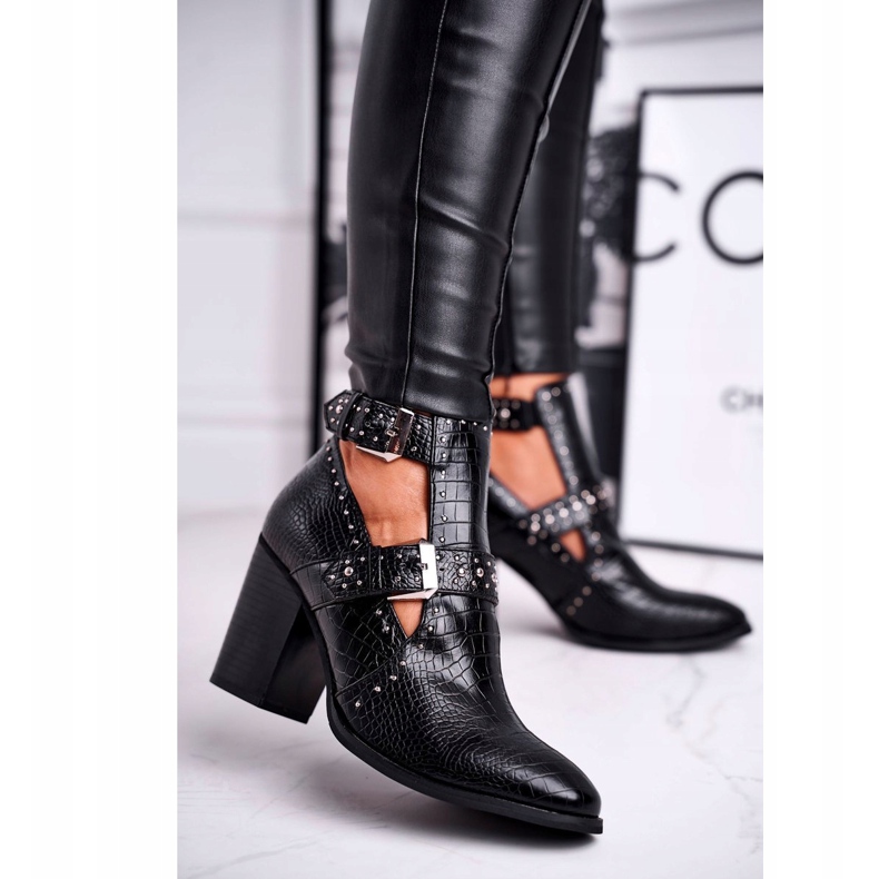 FRSS Naisten saappaat, joissa Croco-leikkaus musta Aria 1