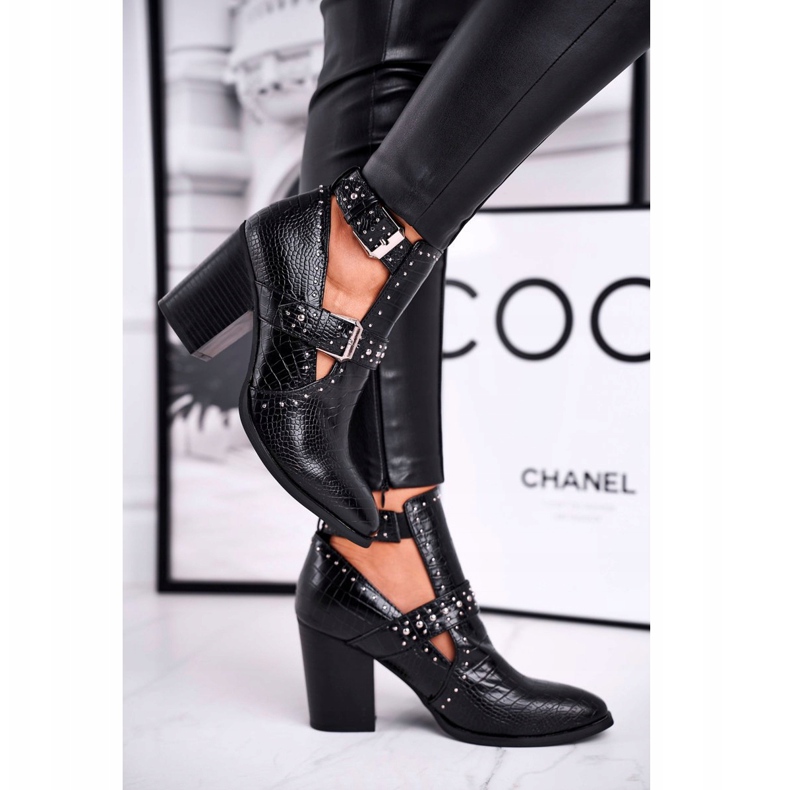 FRSS Naisten saappaat, joissa Croco-leikkaus musta Aria 2