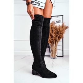 FRBS Naisten polvisaappaat Eco-Suede Black Indigo musta 1