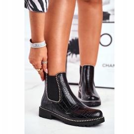 Naisten saapikkaat Chelsea -saappaat Lämmin musta Elvina 1