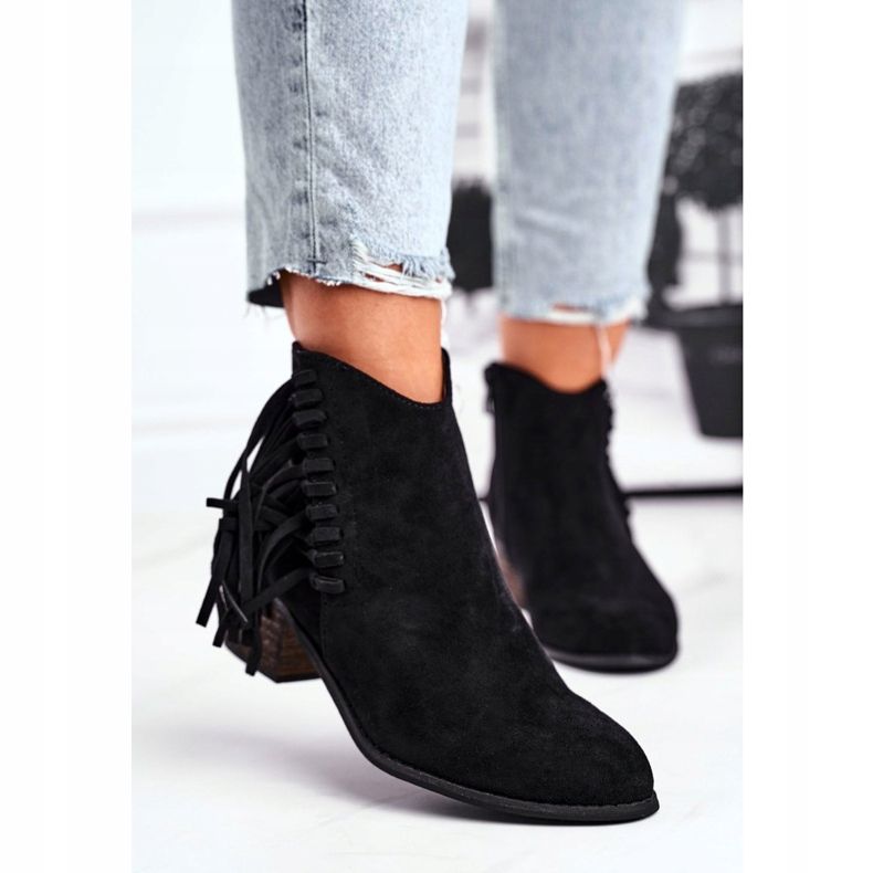 Naisten saappaat kantapäällä, joissa on reunat Mustat Mirage -cowboy -saappaat 2