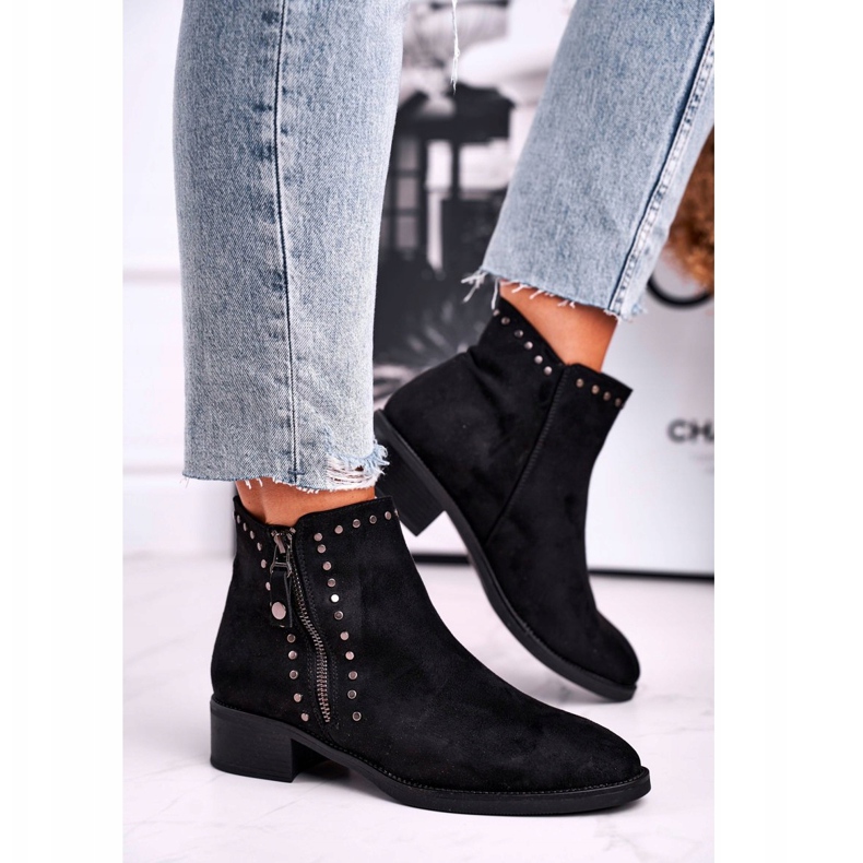 Naisten saappaat korkokenkä niiteillä musta ohjaus 2