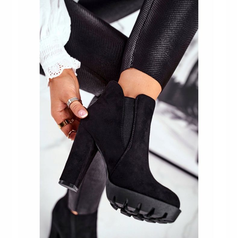 Naisten saappaat liukuvat kantapäällä Eco-Suede Black Berry musta 2