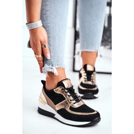 Vinceza Naisten urheilukengät nahka musta ja kulta 21-7777 1