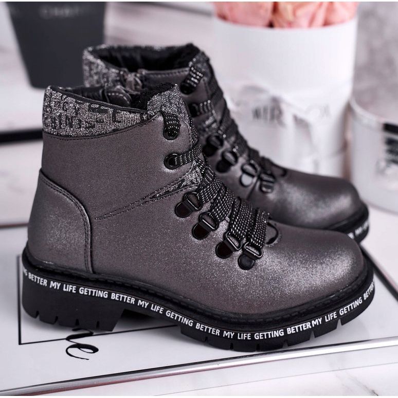 Lasten nuorten saappaat lampaan harmaalla lumihiutaleella 1