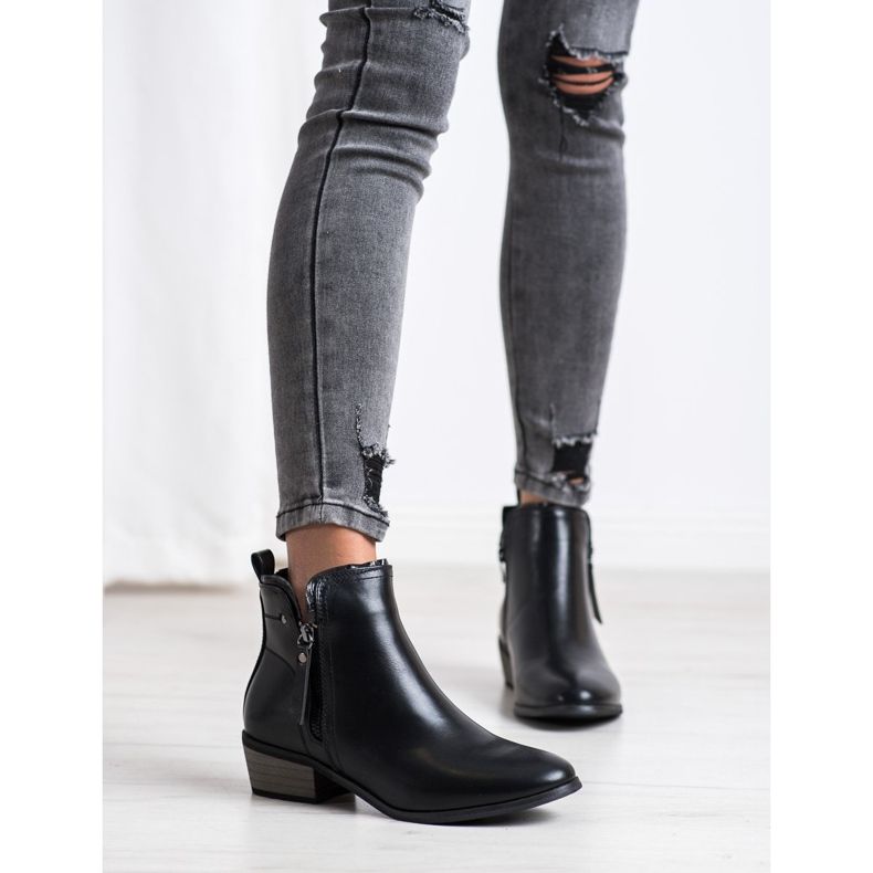 J. Star Saappaat koristeellisella vetoketjulla musta 1