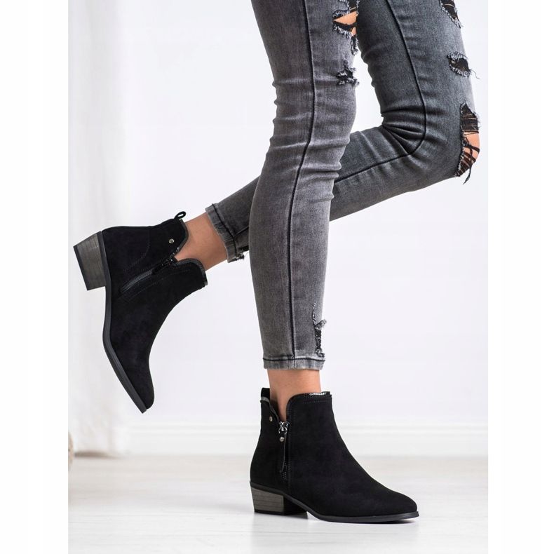 J. Star Saappaat koristeellisella vetoketjulla musta 1