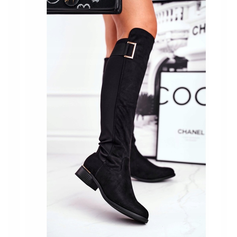 EVE Naisten polvikengät mokka / lycra musta Nash 1