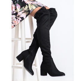 SHELOVET Korkeat mokkanahkakengät musta 2