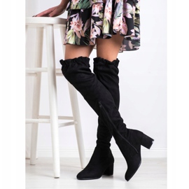 SHELOVET Korkeat mokkanahkakengät musta 1