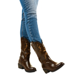 Ruskeat Eshirixis -lämpimät cowboy -saappaat beige 1