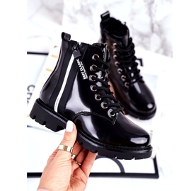 Vinceza Lasten saappaat lämpimänä vetoketjulla lakatulla mustalla haukalla 1