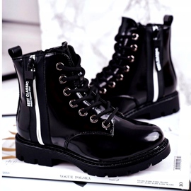 Vinceza Lasten saappaat lämpimänä vetoketjulla lakatulla mustalla haukalla 2